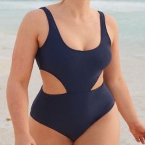 AERIE SWIM - Navy blue side cut out one piece